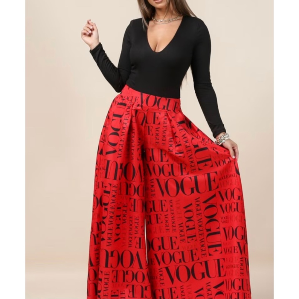 RED VOGUE PALAZZO PANTS